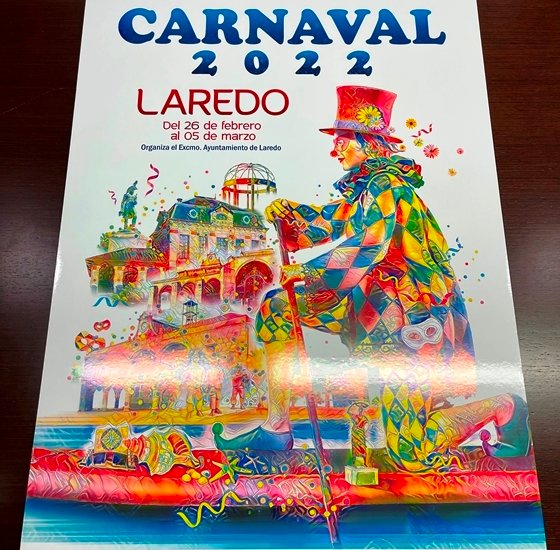 Cartel ganador anunciador del Carnaval de Laredo 2022.
