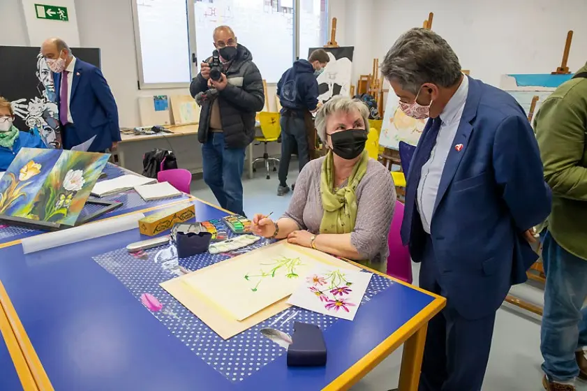 El presidnete de Cantabria, Miguel Ángel Revilla, durante la inauguración del Espacio la Plaza.