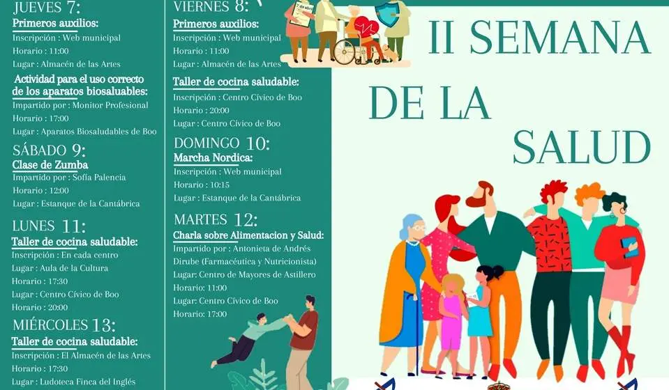 Cartel con las actividades de la segunda Semana de la Salud en El Astillero.