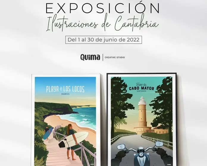 Ilustraciones de la exposición en Espacio Joven, en Santander.