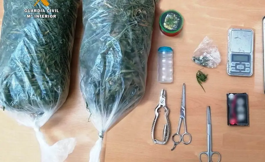 Bolsas de marihuana incautadas en Meruelo.