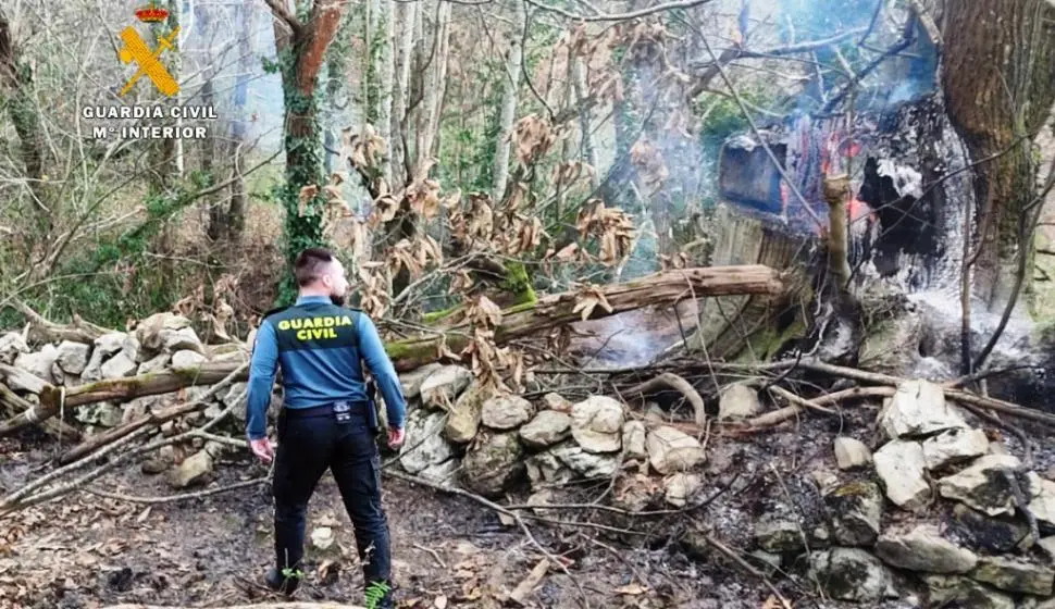 Lugar del incendio en Celis, en Rionansa.