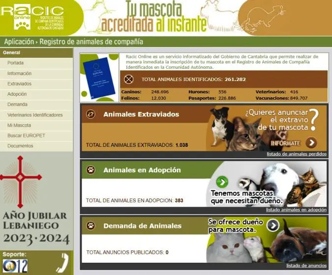 Registro de animales.