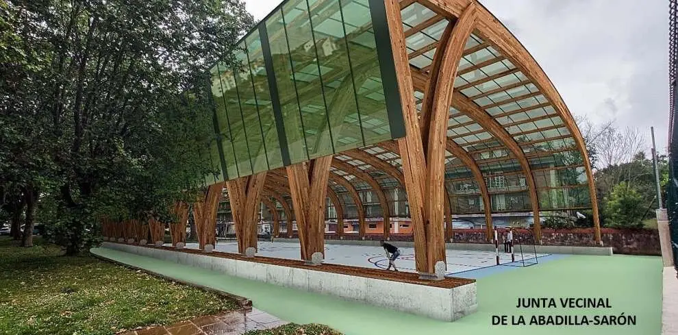 Infografía de la pista deportiva cubierta.