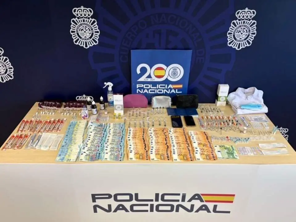 Material incautado por la Policía Nacional.