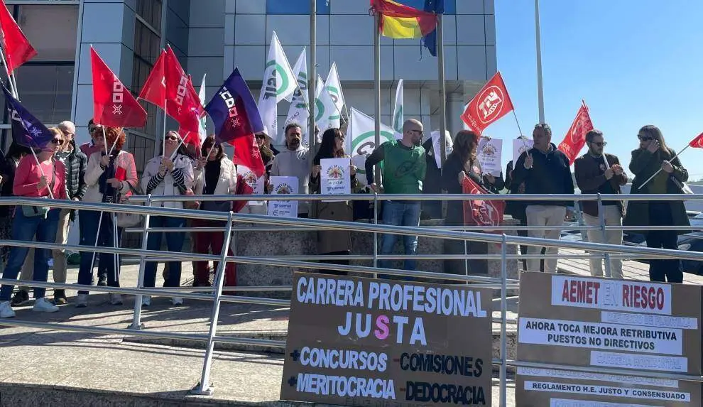 Concentraci&oacute;n de los trabajadores de la Aemet.