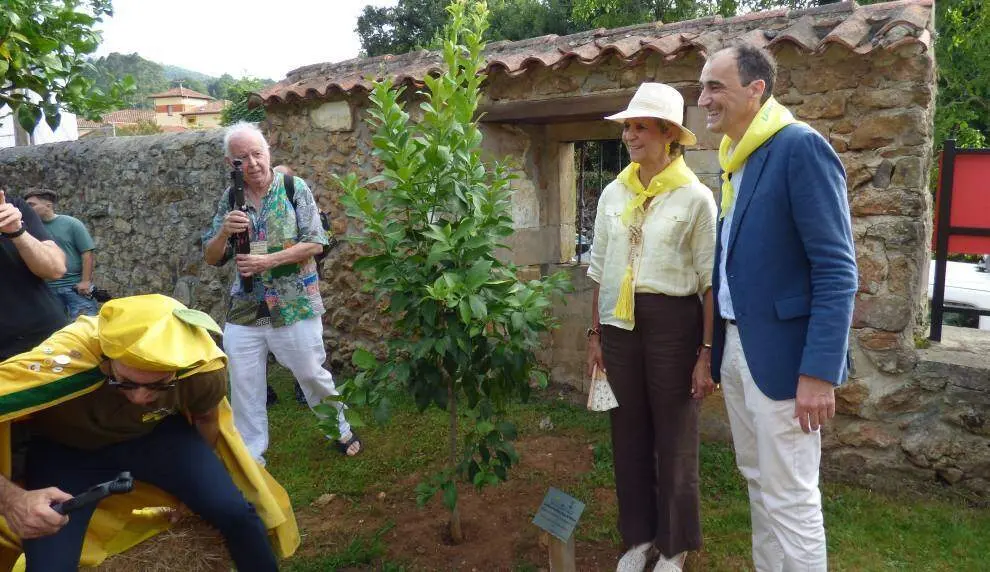 Foto con el &aacute;rbol dedicado a la Infanta Elena. R.A.