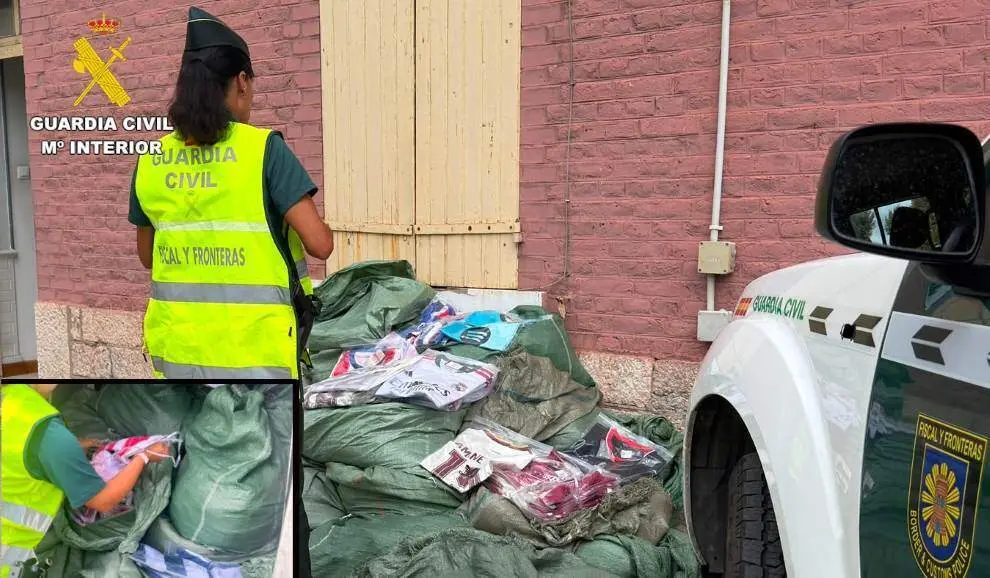 Camisetas intervenidas por la Guardia Civil.