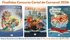 Carteles finalistas para anunciar el Carnaval de Santoña.