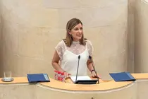 La presidenta regional, Mar&iacute;a Jos&eacute; S&aacute;enz de Butruaga (PP), en el Debate sobre el estado de la Regi&oacute;n.
