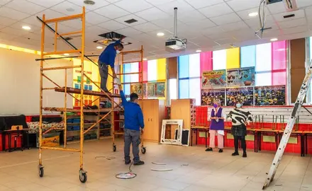 Obras de climatización en el colegio Pérez Galdos, en Polanco.