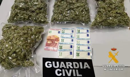 La droga envasada que llevaba el detenido.