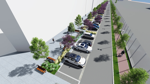 Obras en la calle Antonio López, en Santander.