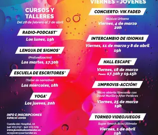 Cartel con las actividades del ciclo Espacio Joven en Santander.