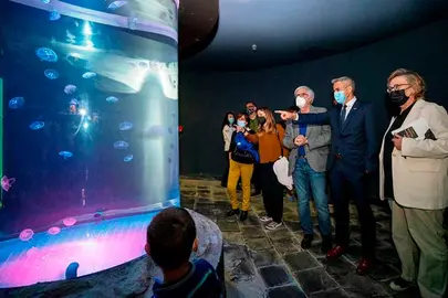 Un momento de la apertura del medusario en el Museo Marítimo del Cantábrico.