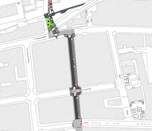 Planta general de la conexión peatonal mecánica en Santander