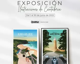 Ilustraciones de la exposición en Espacio Joven, en Santander.