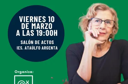 Cartel del Encuentro con Manuela Carmena.