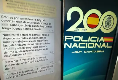 Mensaje de contacto de los estafadores.