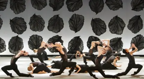 Pétalos negros en el escenario.