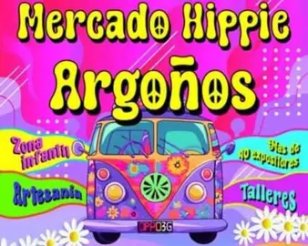 Cartel del mercado hippie en Argo&ntilde;os.