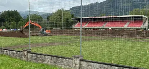 Ejecución de las obras en el campo de fútbol Joaquín Pérez El Rubio.