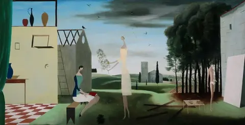 Visitación y joven pintor, óleo sobre lienzo.