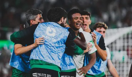 Celebración del gol del Racing.