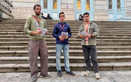 Representantes de CCOO en la huelga.