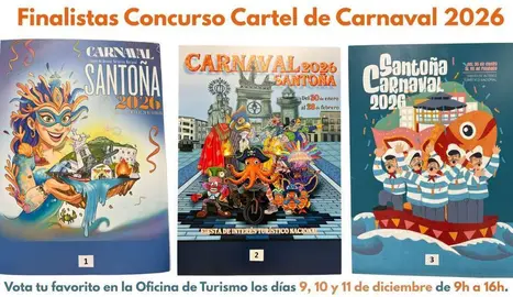 Carteles finalistas para anunciar el Carnaval de Santo&ntilde;a.