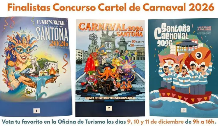Carteles finalistas para anunciar el Carnaval de Santoña.