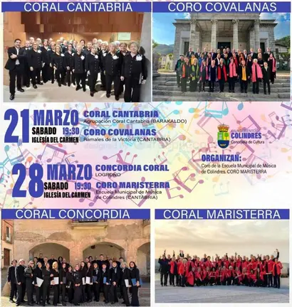 Grupos corales que cantar&aacute;n en Colindres.