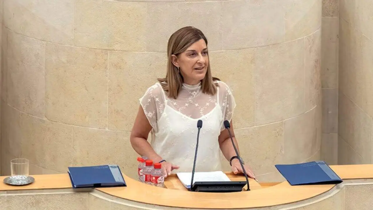 La presidenta regional, Mar&iacute;a Jos&eacute; S&aacute;enz de Butruaga (PP), en el Debate sobre el estado de la Regi&oacute;n.