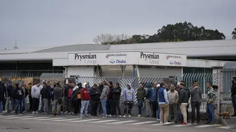 Plantilla de Prysmian en la protesta.