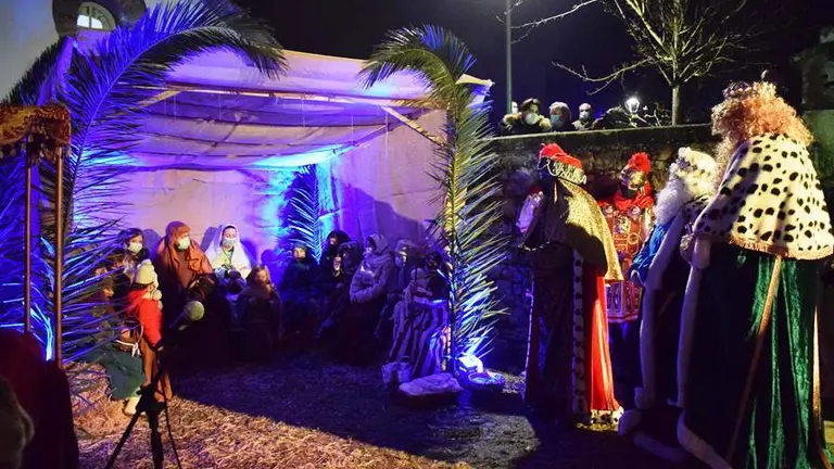 Figurantes en el bel&eacute;n viviente en Quijano, en Pi&eacute;lagos.