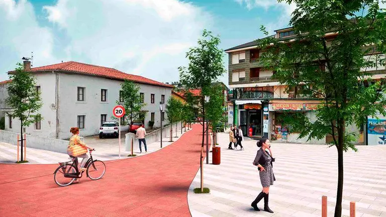 La calle Piélagos, en Suances, presentará este aspecto tras las obras.