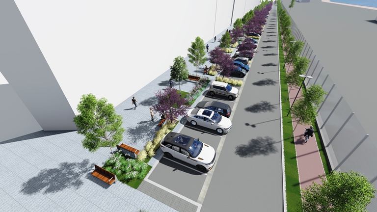 Obras en la calle Antonio L&oacute;pez, en Santander.