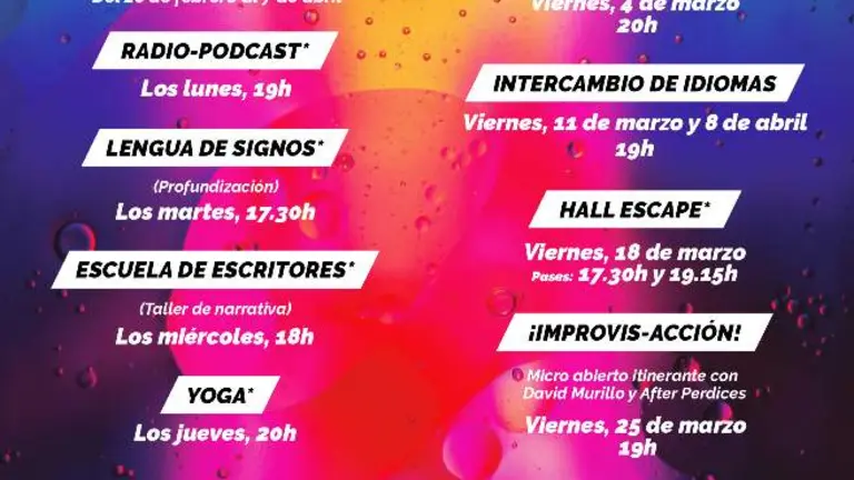 Cartel con las actividades del ciclo Espacio Joven en Santander.