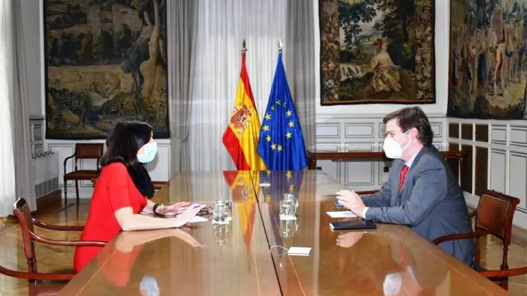 Un momento de la reuni&oacute;n en Madrid para intentar recuperar los fondos europeos.
