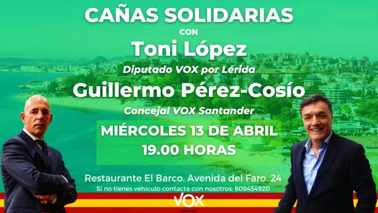 Vox organiza el acto 'Ca&ntilde;as solidarias' en Santander.