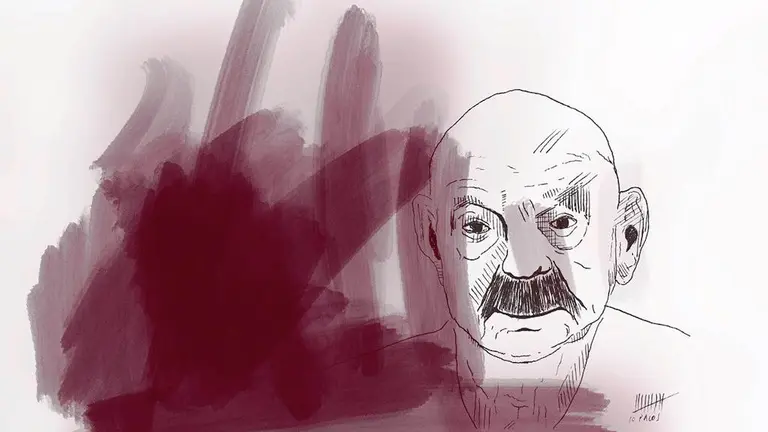 El lienzo es un mantel en el homenaje al escritor José Hierro.