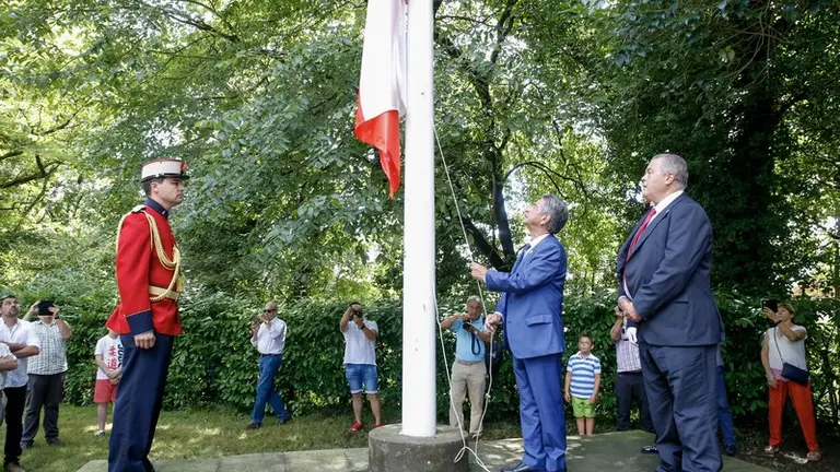 Acto del Día de las Instituciones en Puente San Miguel, en Reocín.