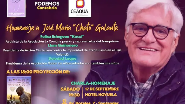 Cartel del homenaje de Podemos.