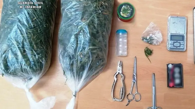Bolsas de marihuana incautadas en Meruelo.