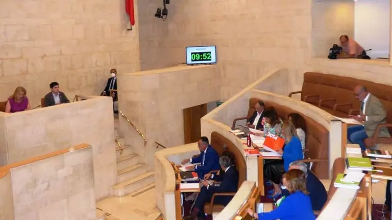 Los diputados regionales en la sesión plenaria del Parlamento.