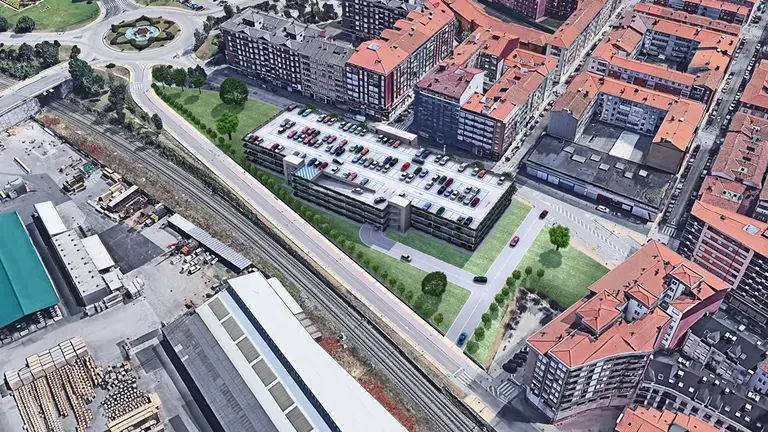 Zona del aparcamiento en altura en Torrelavega.