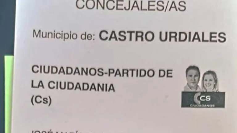 Papeleta de Cs en Castro Urdiales.