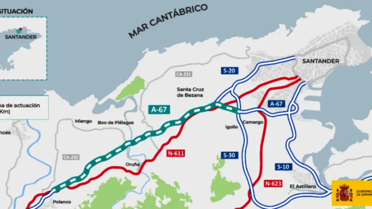 Tramo de la carretera Polanco-Santander.