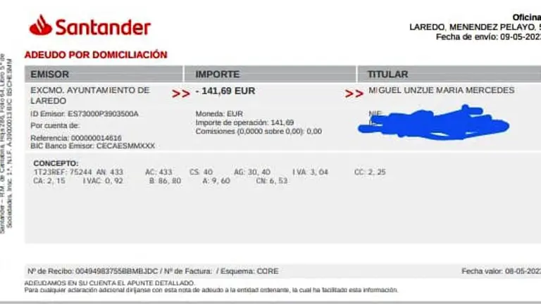 Recibo pasado a la comerciante del Mercado de Abastos. R.A.