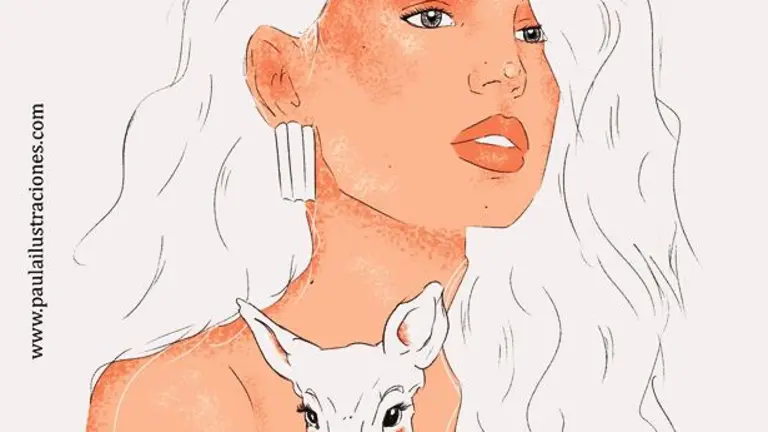 Cartel de la exposición sobre rostros femeninos.